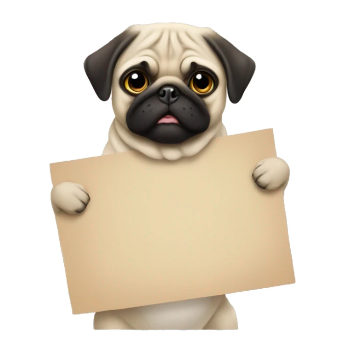 Pug holding a sign with a large “W” on it  sticker