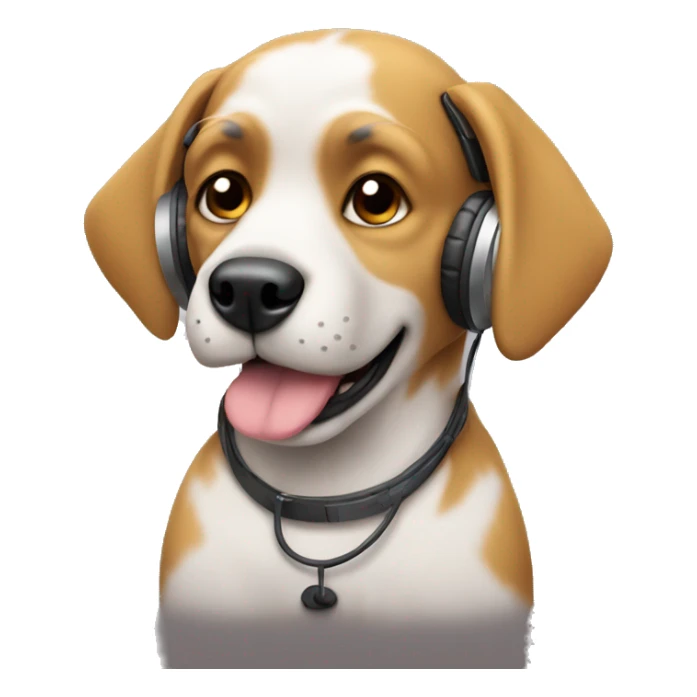 Dog listening to music sticker