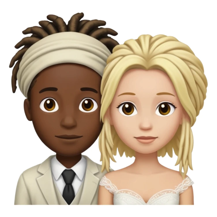 black boy with dreads marrying white woman with blonde hair sticker