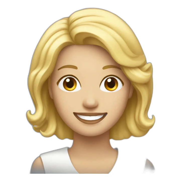 A smiling woman with blonde hair plays the piano sticker