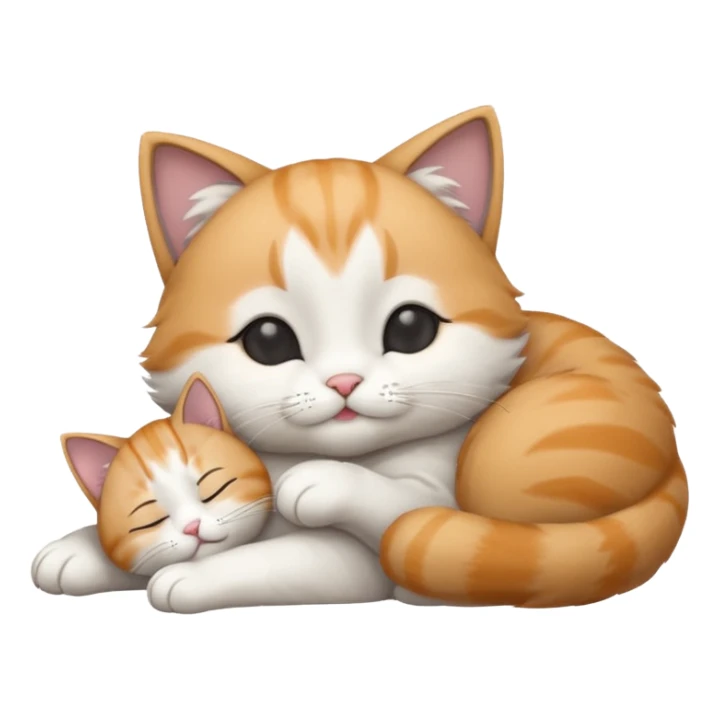 grey and white small cat with its eyes closed lying down with its paw holding up his head sticker