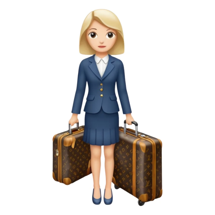 White woman with a suitcase LV sticker