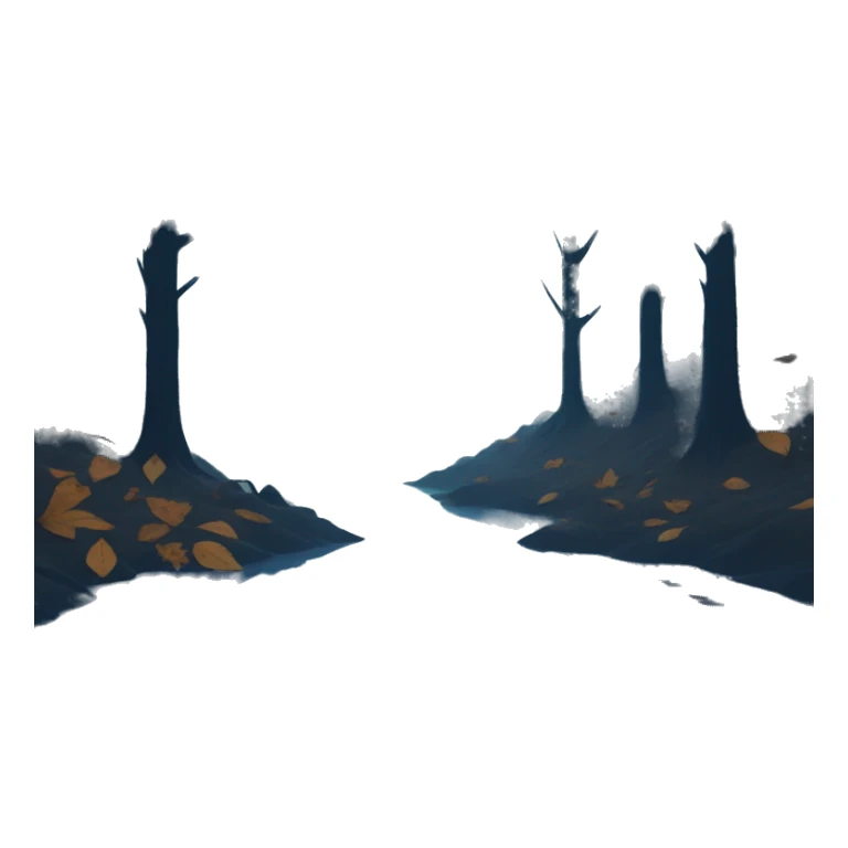 Forest with withered leaves, foggy, night, blue visual  sticker