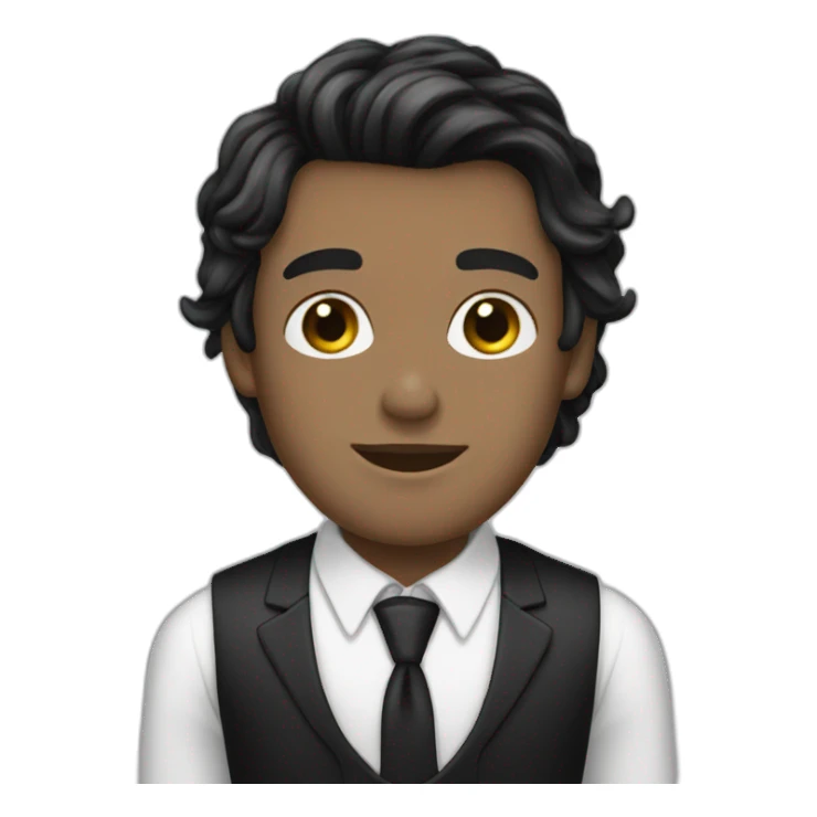 androgynous white guy bang black hair white short black tie sticker