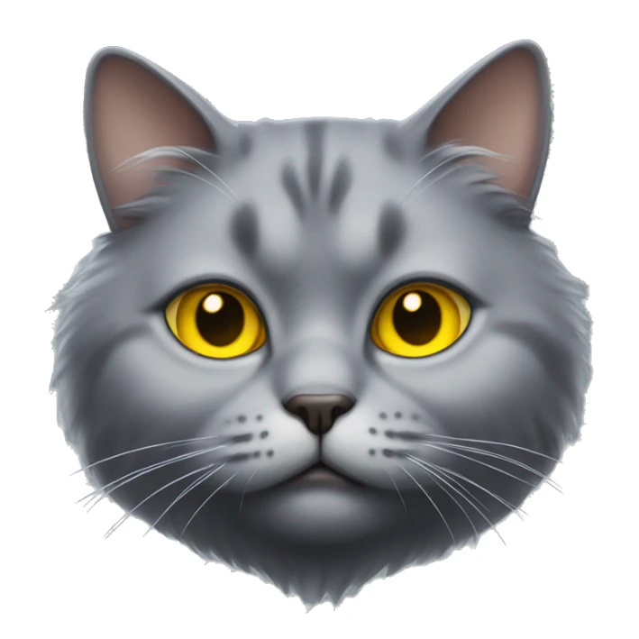 realistic fat grey fluffy cat with yellow eyes sticker