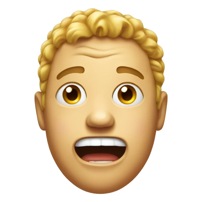 Head emoji sweating and shouting, very realistic face sticker
