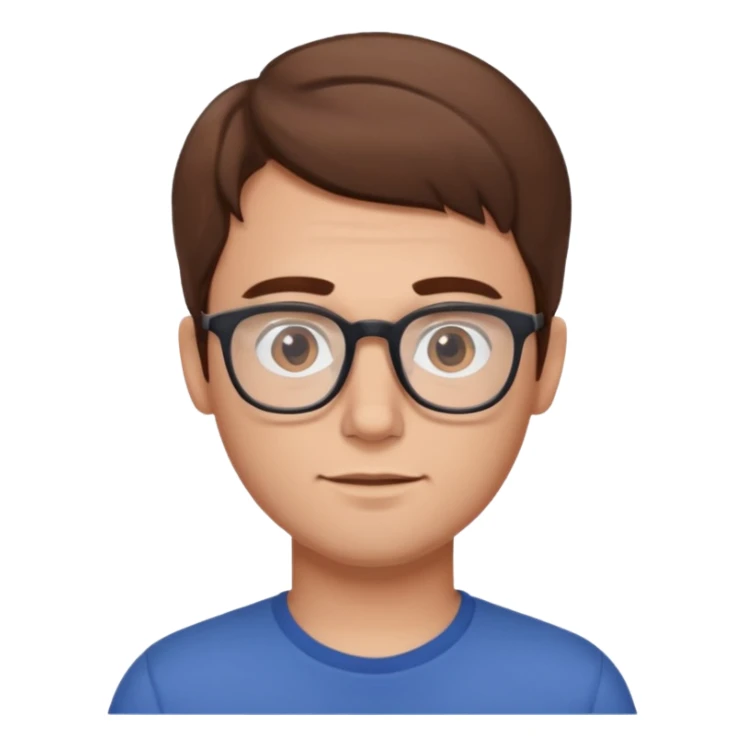 a young dad with brown hair, with small glasses, without beard sticker