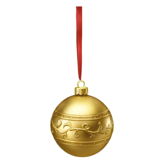 Realistic metallic Christmas gold ornament sticker