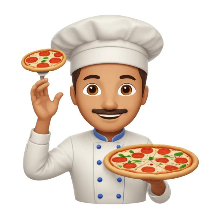 smiling Italian chef spinning pizza dough sticker
