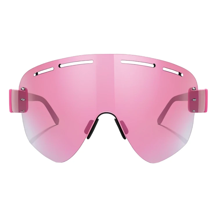 frameless pink tinted shield visor sunglasses, Y2K aesthetic, one-piece lens sticker