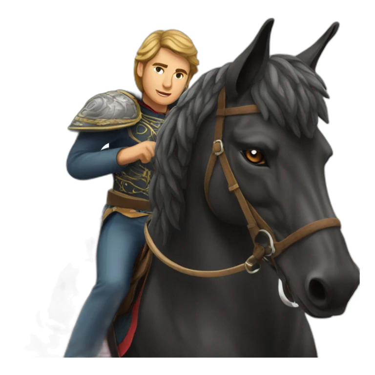 an Spanish lynx riding a black horse sticker