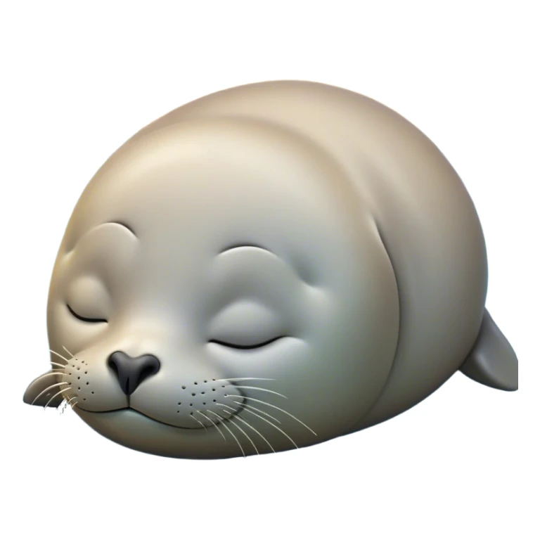 Meme-Worthy cute Sleeping Seal Portrait Emoji, Head resting peacefully with a contented smile, showcasing a luxuriously smooth, glossy form and eyes gently closed in serene slumber, Simplified yet hilariously adorable features, highly detailed, glowing with a soft, drowsy ocean light, high shine, relaxed and utterly lovable, stylized with an air of playful laziness, bright and heartwarming, soft glowing outline, capturing the essence of a sleeping seal that feels destined to become the next viral sensation of adorable rest! sticker