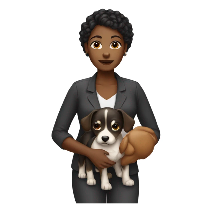 A black woman with a dog sticker