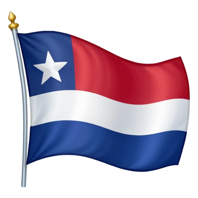 Texas flag waving, vibrant red white and blue, single white star, no text sticker