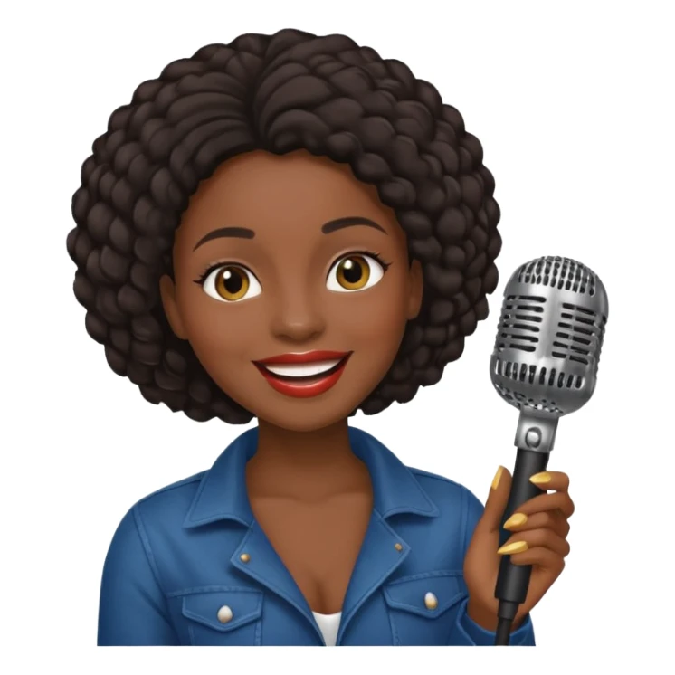 black skin woman, singer, hold micro sticker