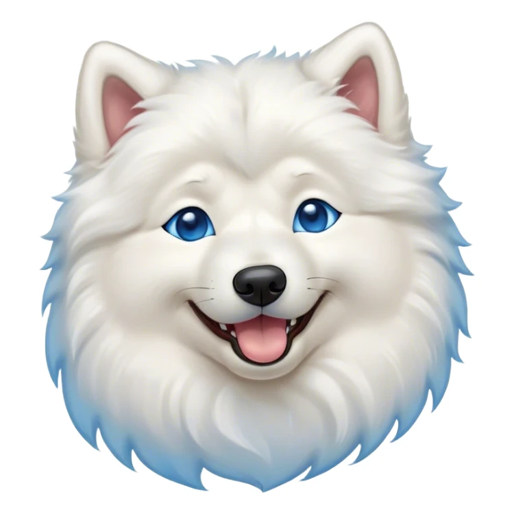 Cinematic Cute Yawning Samoyed Portrait Emoji, Head tilted slightly with a dramatic, wide-open yawn, showcasing a soft, fluffy white Fur with a gentle shimmer, floppy ears slightly drooping, round blue eyes barely open in drowsy contentment, Simplified yet irresistibly adorable features, highly detailed, glowing with a soft, cozy glow, high shine, relaxed yet expressive, stylized with a touch of whimsy, bright and endearing, soft glowing outline, capturing the essence of a sleepy yet affectionate companion, so drowsy it feels like it could stretch right out of the screen and curl up for a nap! sticker
