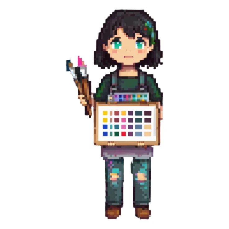 artist with palette and paintbrushes sticker