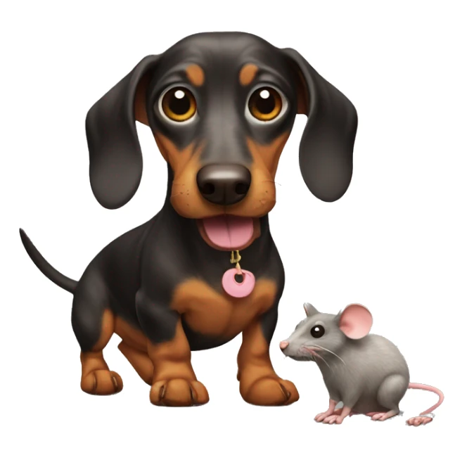 Dachshund with a plush rat in the mouth  sticker