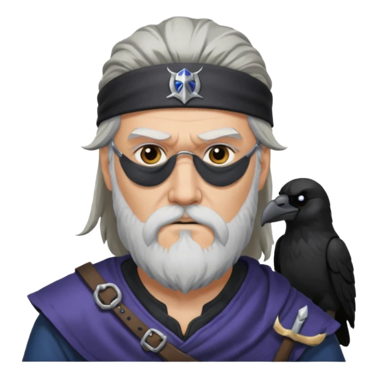 norse god odin with eyepatch on his left eye and raven on his shoulder sticker