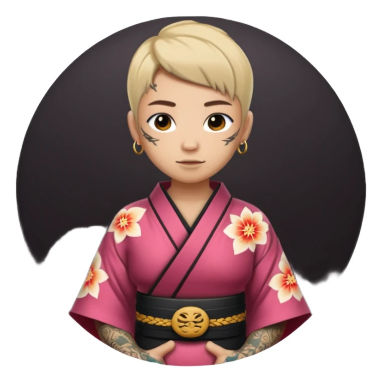 kimono with tatooed, half body to belt sticker