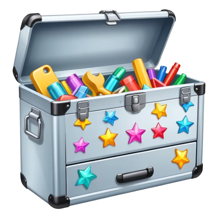 Toolbox with colorful stickers and sparkles sticker