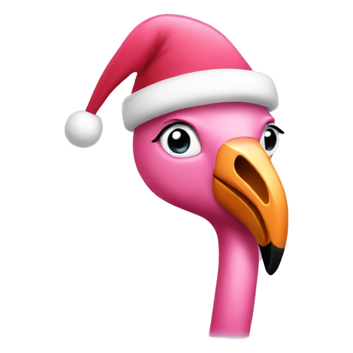 Pink flamingo with a Santa hat  sticker