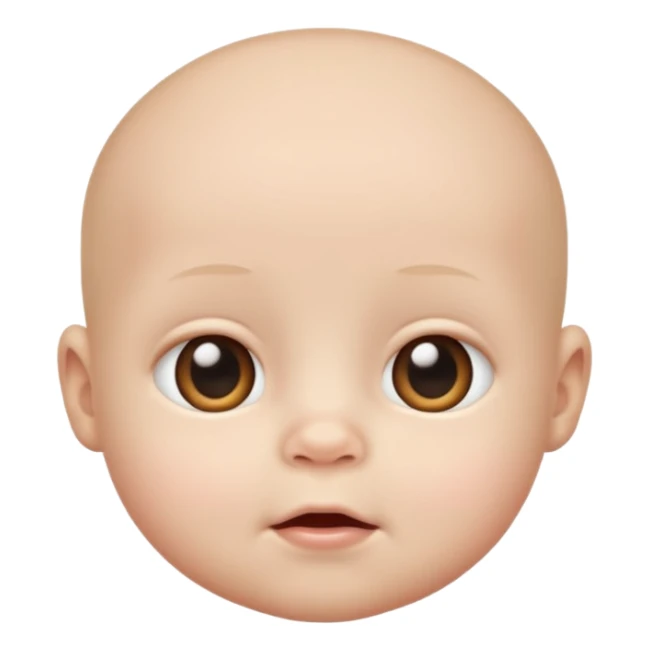 a baby with no nose and white skin sticker