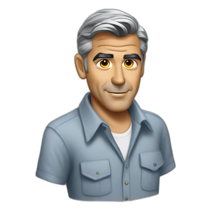 george clooney cartoon wearing shirt sticker