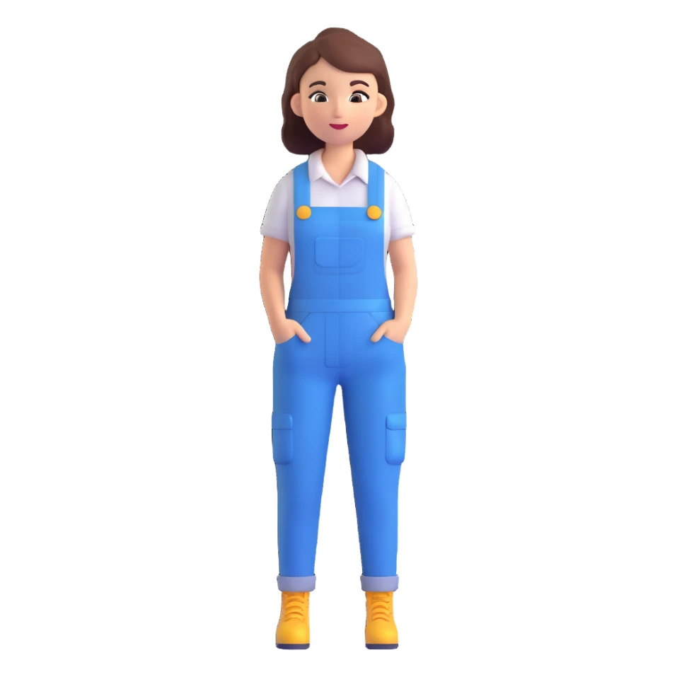 A woman in overalls sticker