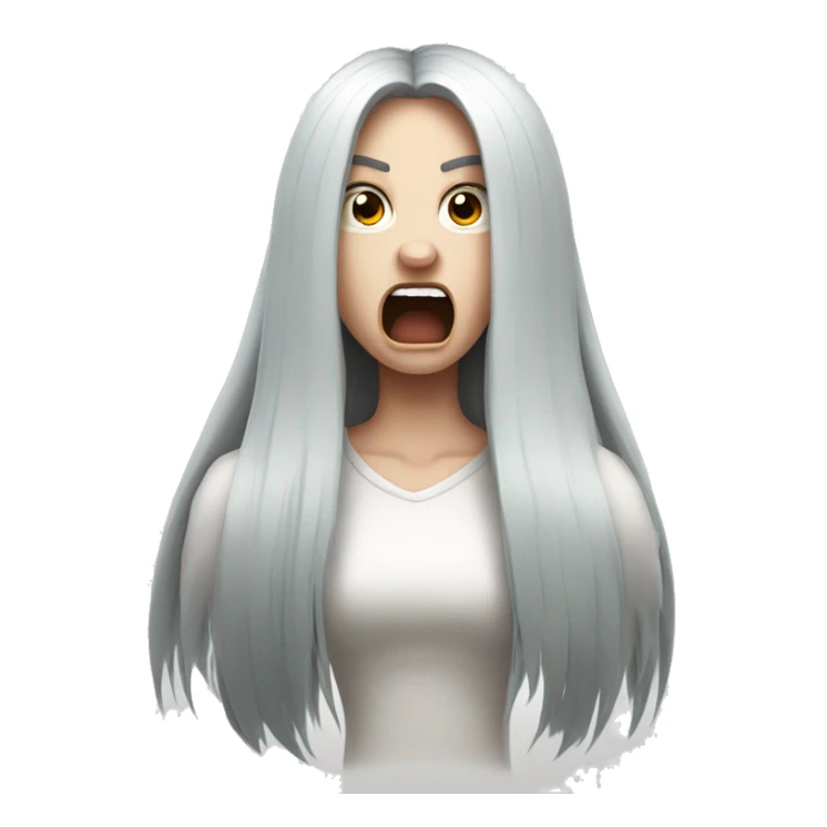 Angry pale girl with very long black hair  sticker