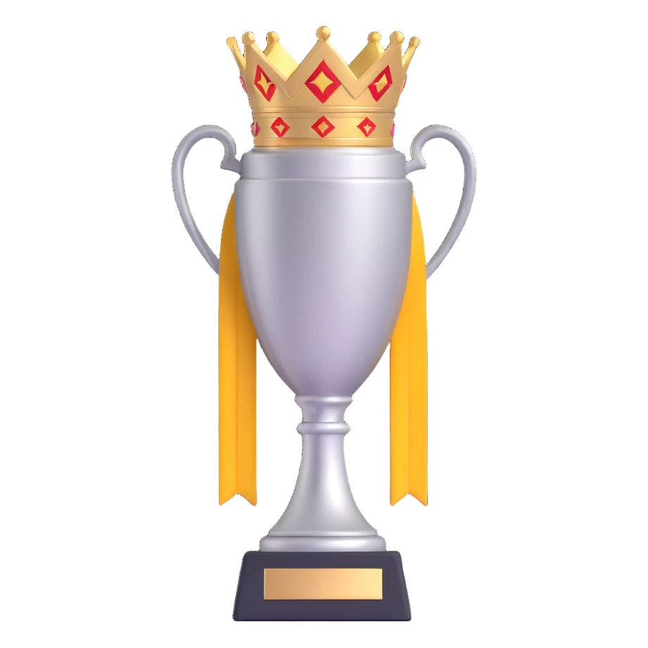 Europa League cup trophy, metallic silver and gold, simple and bold, no text sticker