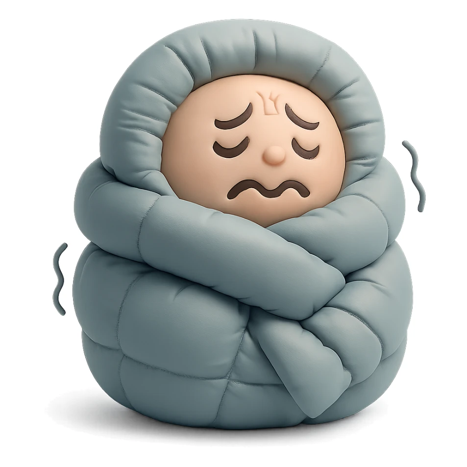 plush face bundled in scarf, shivering, cold weather sticker
