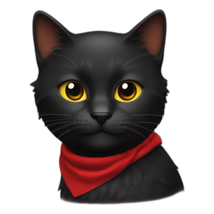 Un chat noir avec un bandana rouge sticker