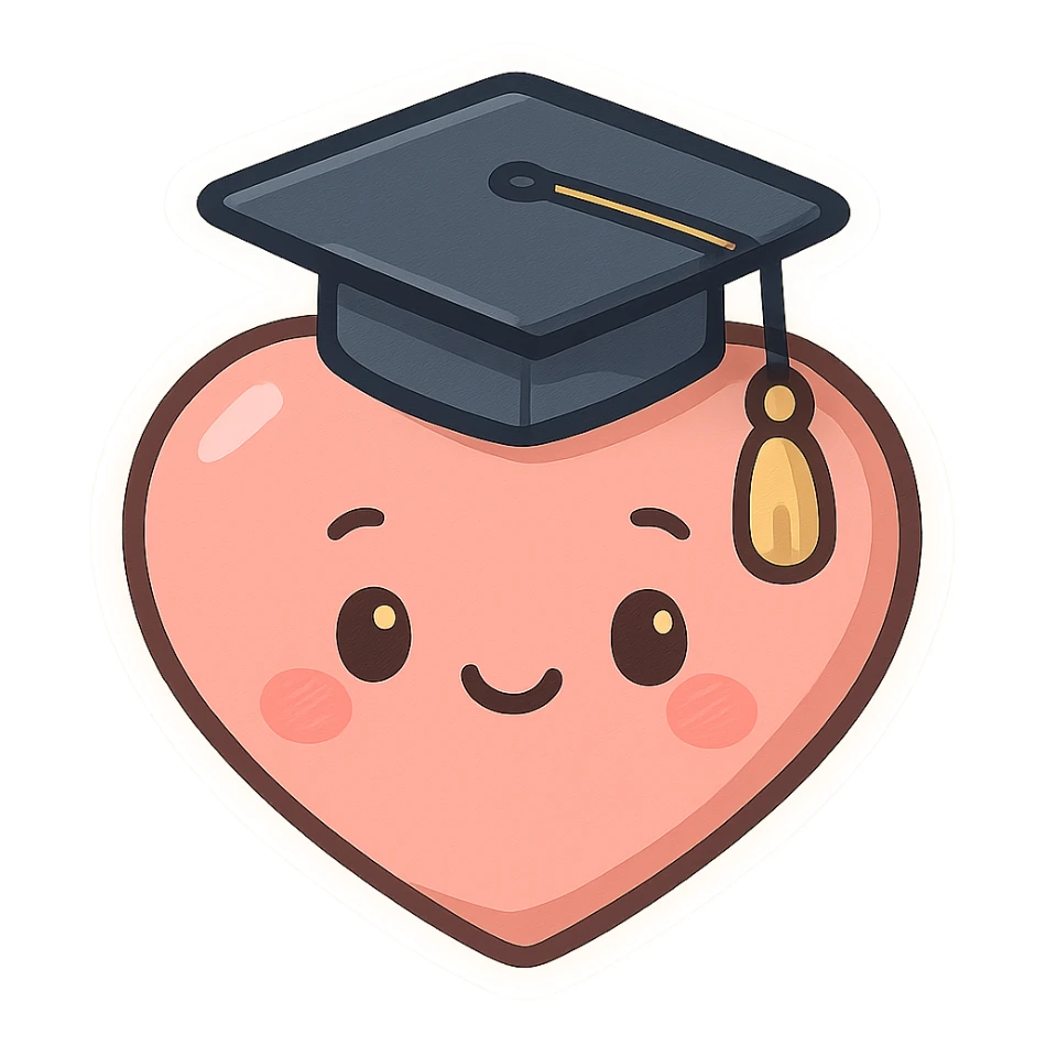 heart with a graduation cap motif sticker
