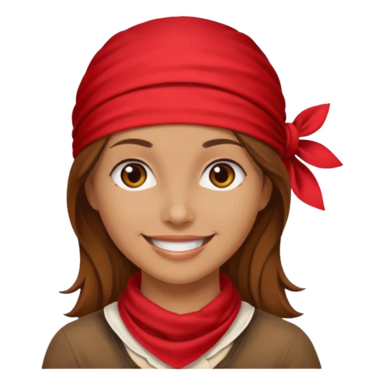 brown haired woman with wearing red bandana sticker