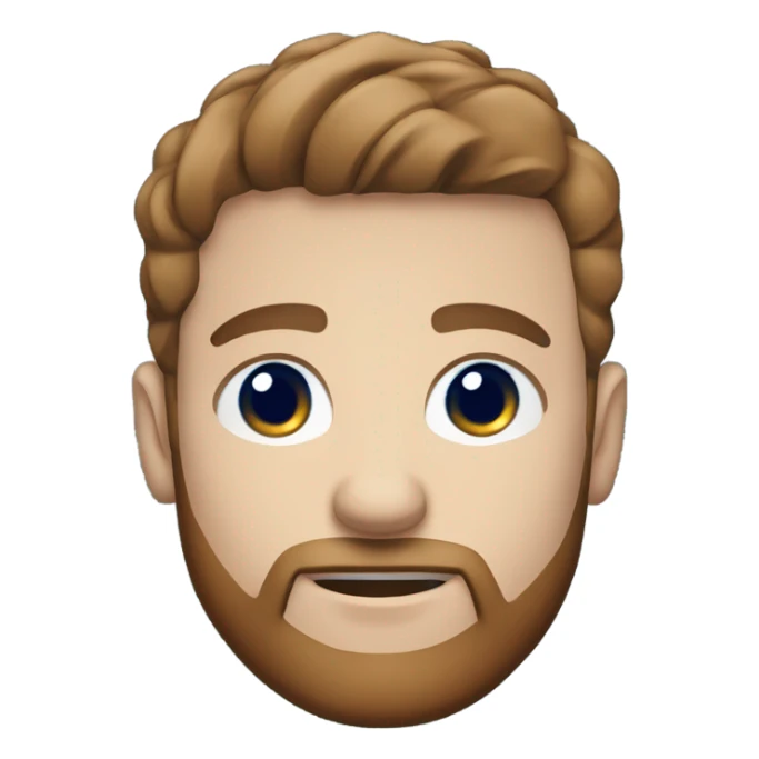 irish man blue eyes, brown short hair and short beard, wearing a smart navy blue jumper. torso sticker