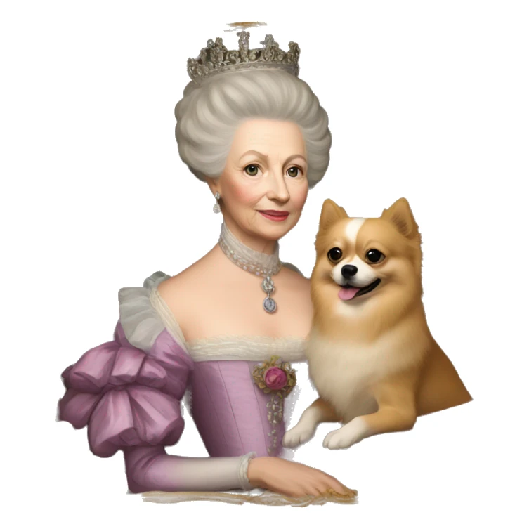 queen charlotte with pomeranian dog sticker