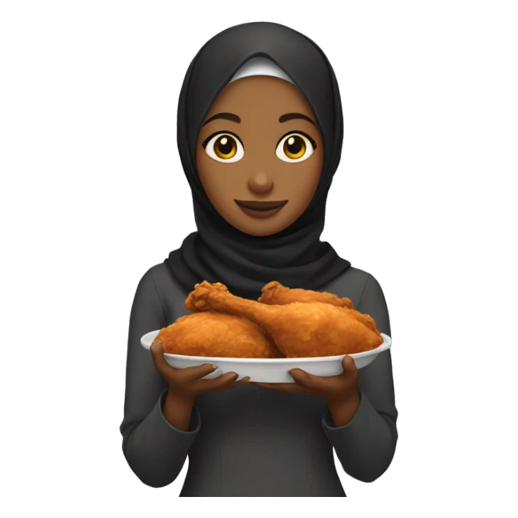 Black hijabi girl holding fried chicken sticker