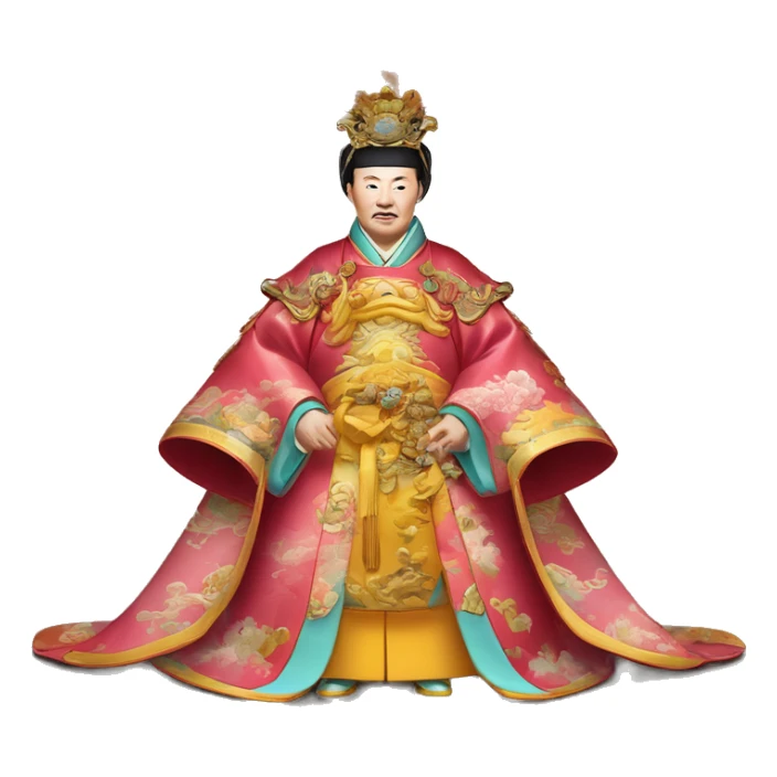 Qianlong, Qing dynasty's emperor, is recognized by his majestic attire: dragon-adorned imperial robes, a court headdress, and a ceremonial scepter. 🐉👑 sticker