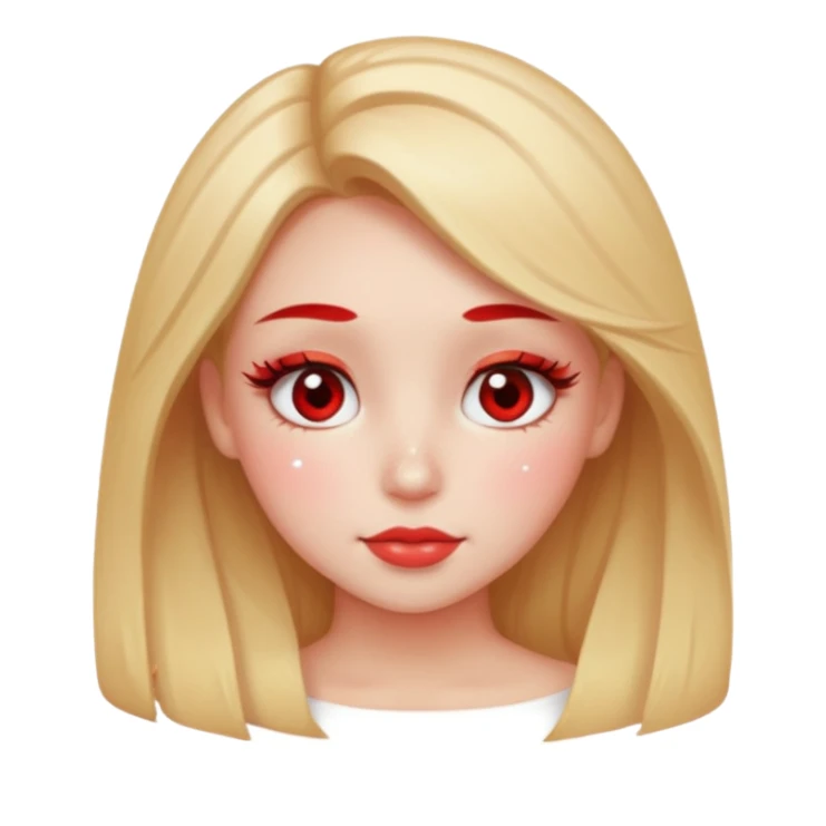 Shy pretty red cheeks blushing kong lashes sparkle sticker