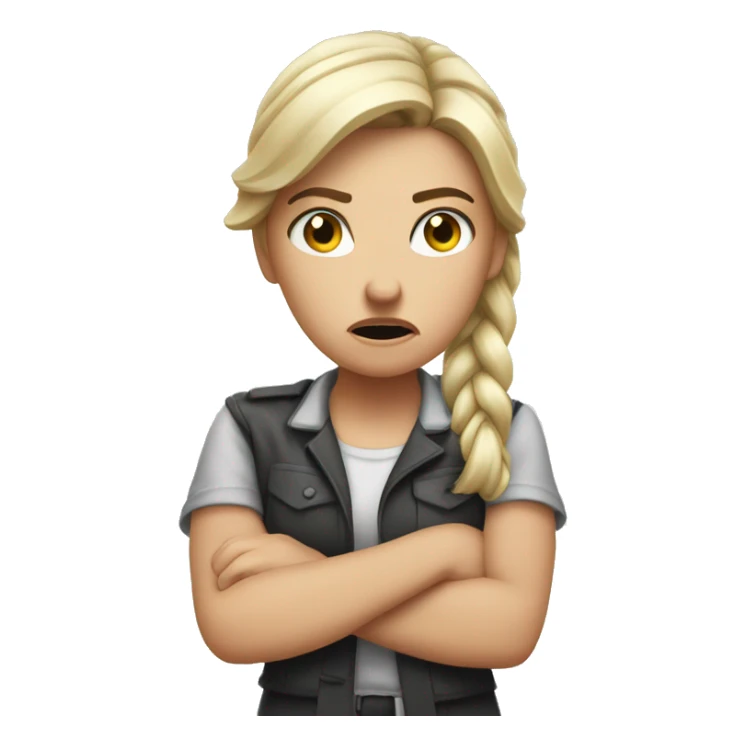 angry white girl showing disapproval with a hand gesture in front of her  sticker