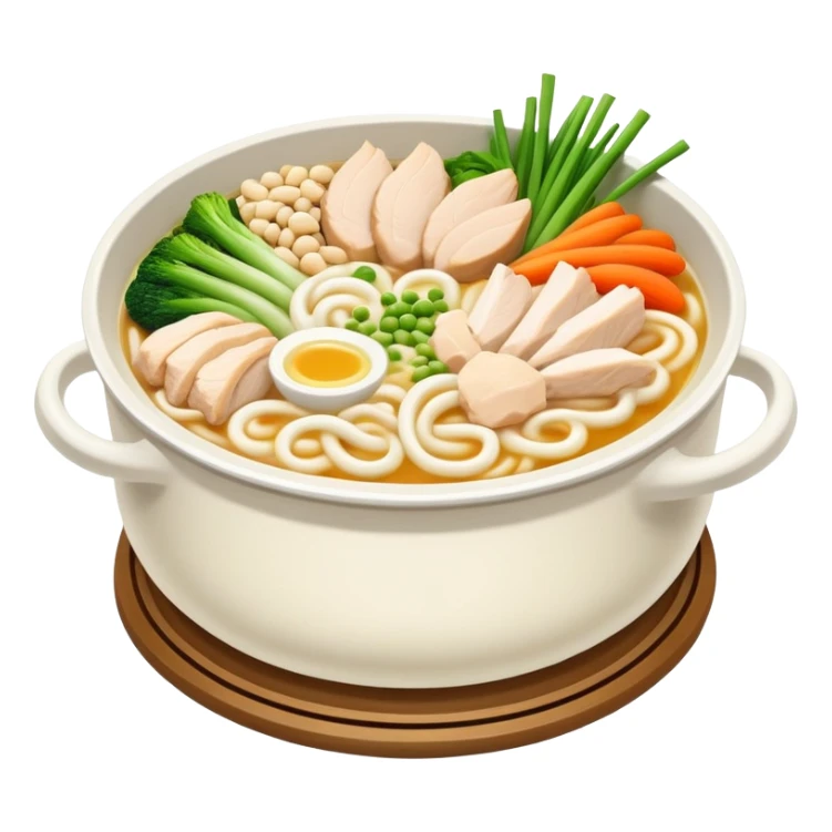 Udon nabe with chicken and soybean curd sticker