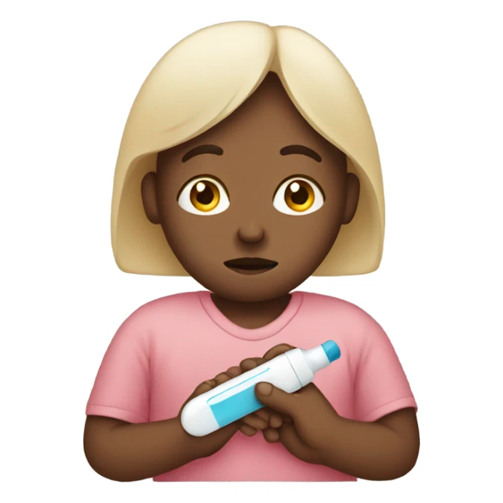 Sad person holding a pregnancy test sticker