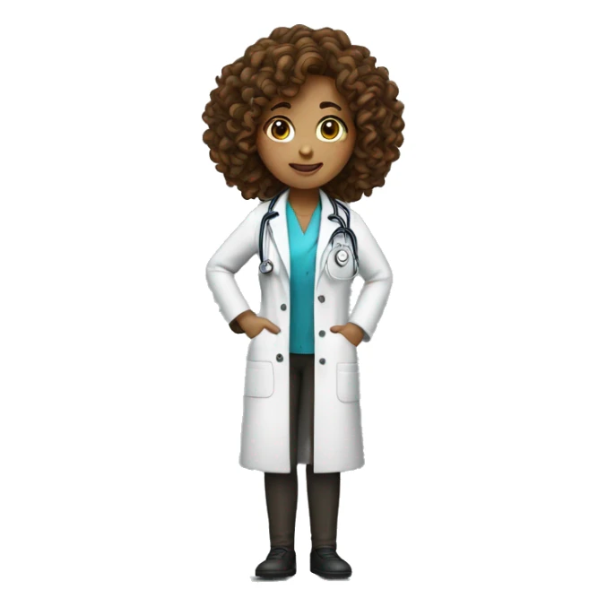 curly brown-hair with freckles woman doctor sticker