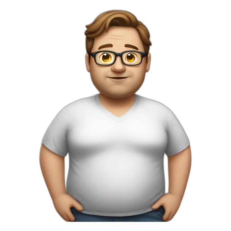 Very fat man with brown hair and glasses without beard  sticker