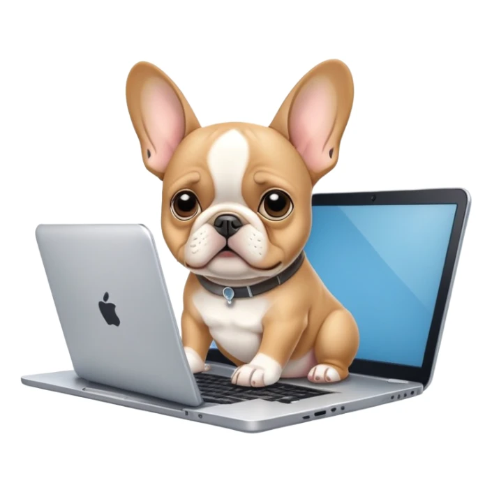 Fawn French bulldog Behind laptop sticker