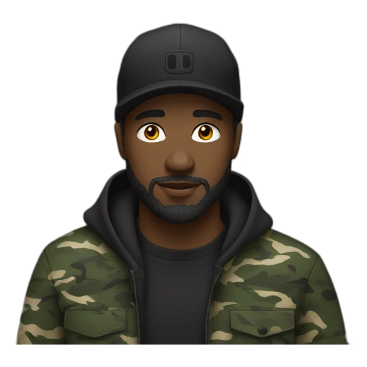 black man in camo hat with beard and in a black hoodie sticker