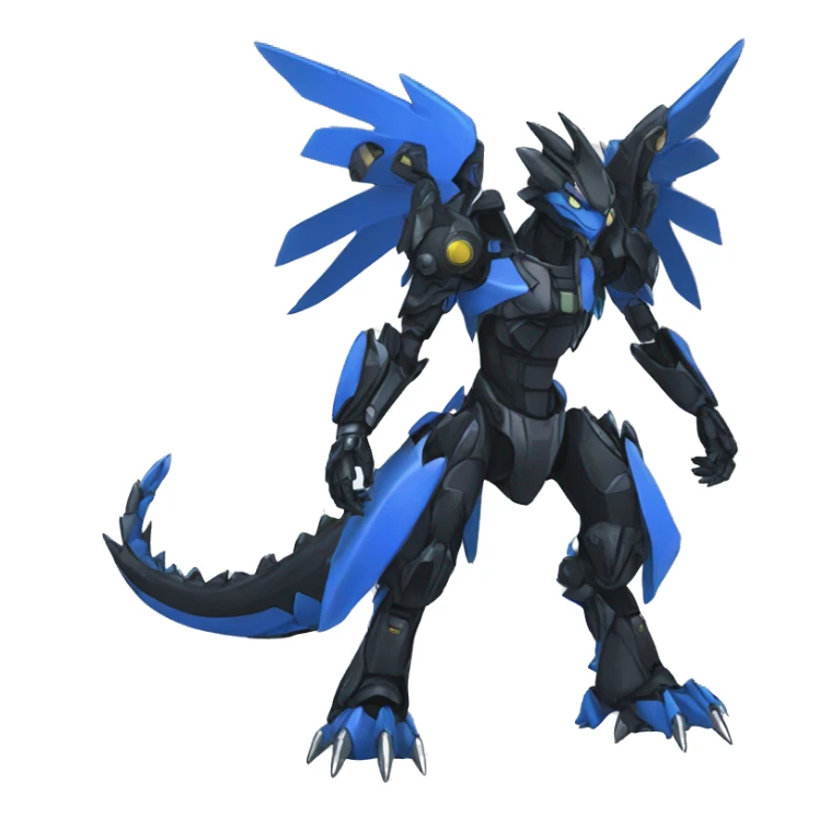 Cool Edgy Black Blue Digimon-Fakemon-Raptor-Dragon-Mecha full body sticker