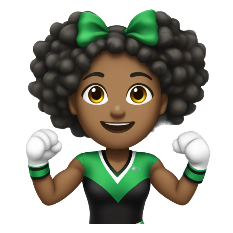 African american cheerleader cheering color green and black uniform sticker