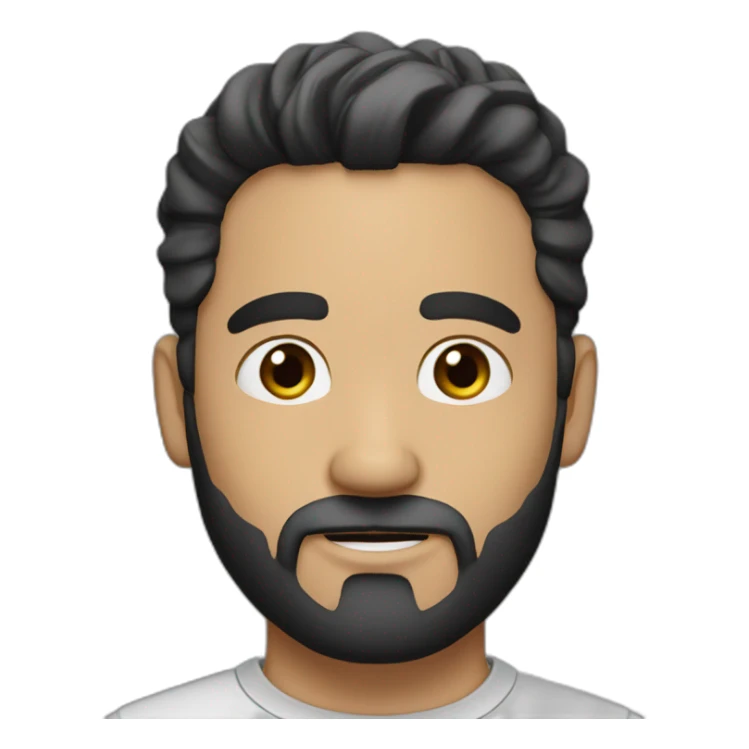 man 41 years old, tiny beard, black hair with silver sticker